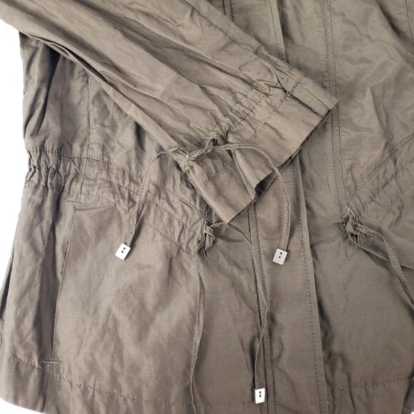 COLE HAAN Sz PXS Olive Green Jacket Adjustable Women Petite Pockets Utility Coat - Picture 10 of 15